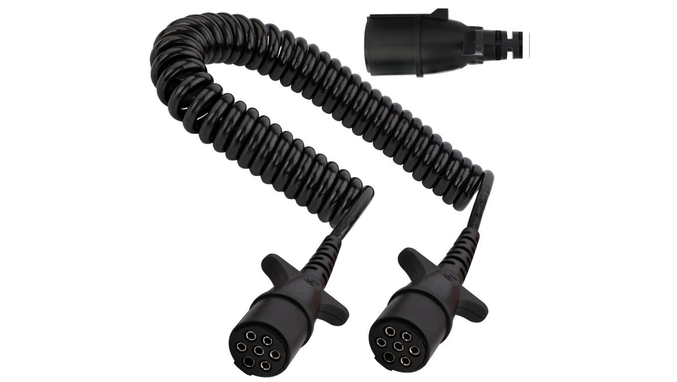 Przewód spiralny QLY-s kabel do naczepy zakończony zalewanymi wtykami 7-pin typu N 24V 4m