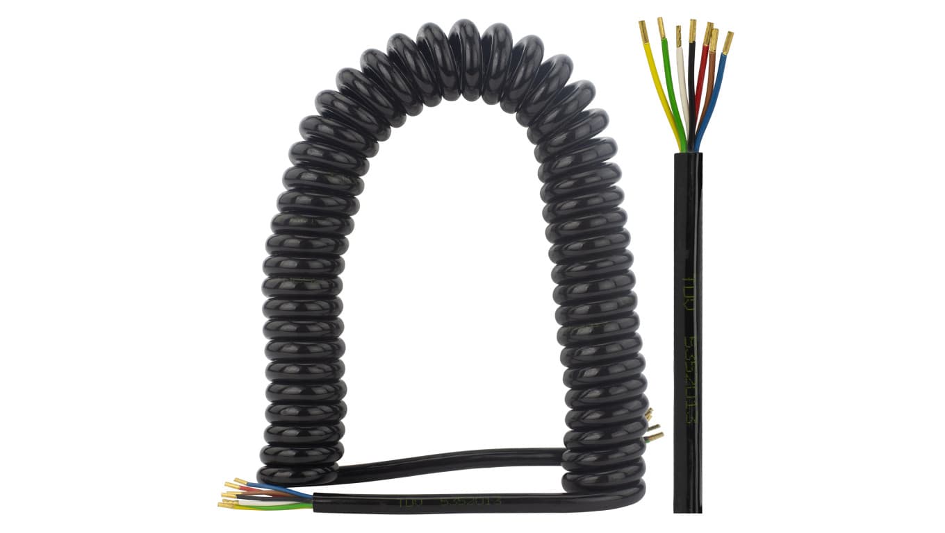 Przewód spiralny QLY-s kabel do przyczepy 7-żyłowy 12V bez wtyków 4,5m