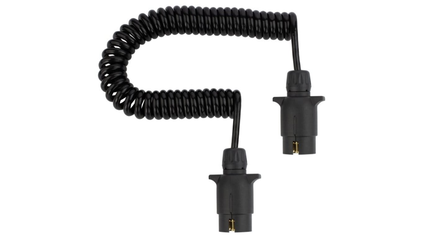 Przewód spiralny QLY-s kabel do przyczepy zakończony plastikowymi wtykami 7-pin 12V 3m