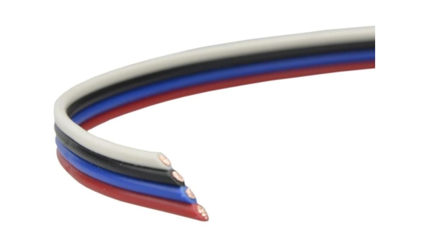 Przewód wstążkowy montażowy TLWY 4x0,12 150V kolorowy Technokabel /50m/