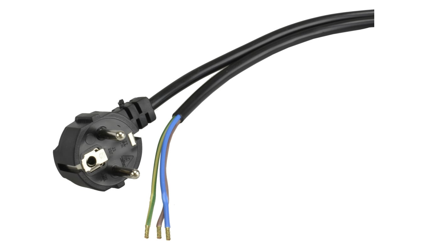 Przewód przyłączeniowy z wtyczką kątową WJ‑22 3x1,0mm 2m czarny