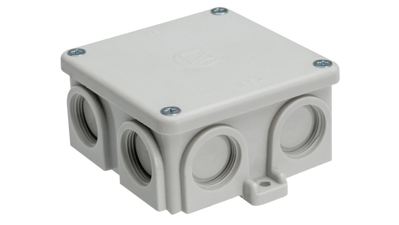 Puszka natynkowa, materał-bakelit, kolor RAL7035, IP54, 500V, 7 wyjść, z zaciskami 4x6mm² K76/K