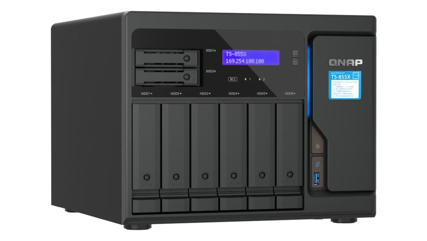 QNAP TS-855X-8G 8-zatokowy serwer NAS, Intel Atom, 8GB RAM, 2x 2,5GbE RJ-45, 1x 10GbE BaseT, Tower