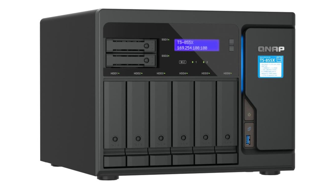 QNAP TS-855X-8G 8-zatokowy serwer NAS, Intel Atom, 8GB RAM, 2x 2,5GbE RJ-45, 1x 10GbE BaseT, Tower