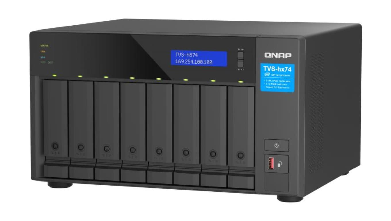 QNAP TVS-h874-i5-32G 8-zatokowy serwer NAS, Intel Core, 32GB RAM, 2x 2,5GbE RJ-45, PCIe Gen4 Tower