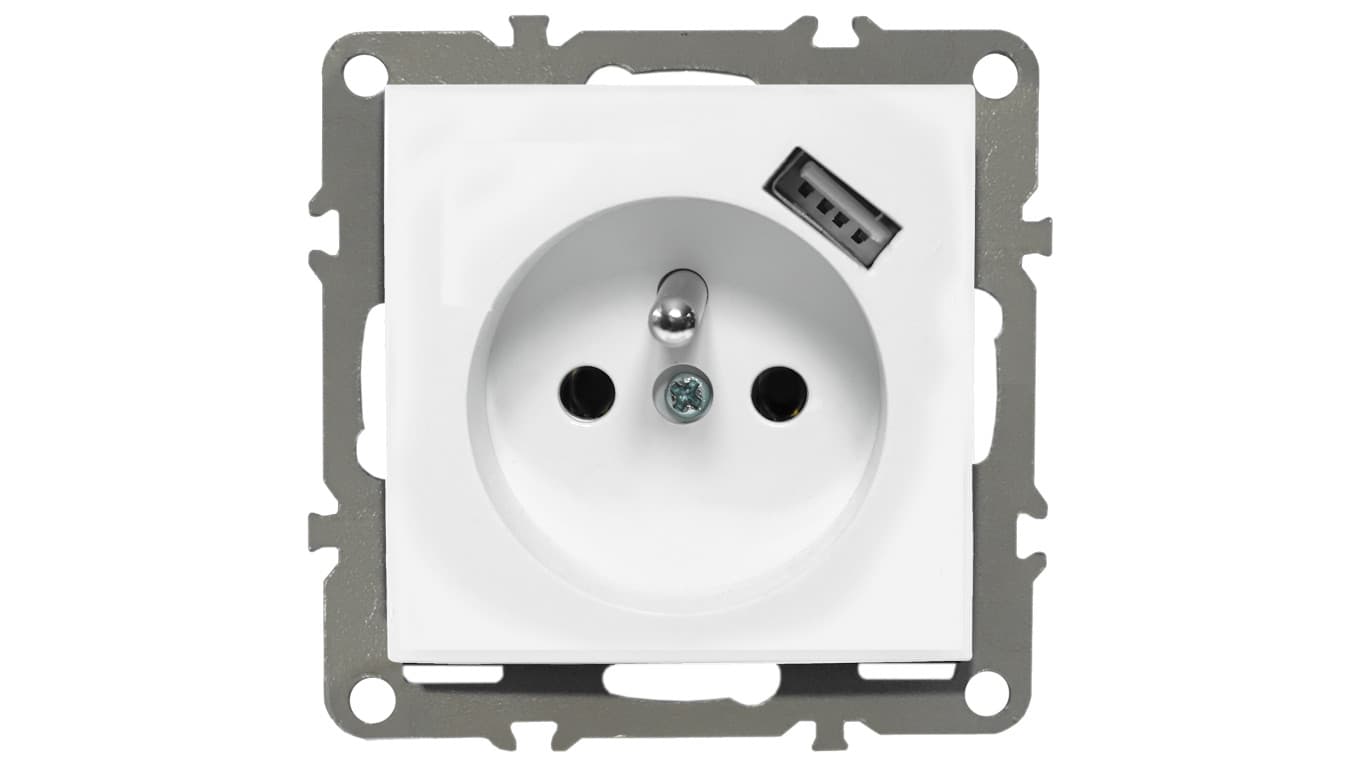 QUADRA GNIAZDKO PODTYNKOWE Z BOLCEM USB DO RAMKI