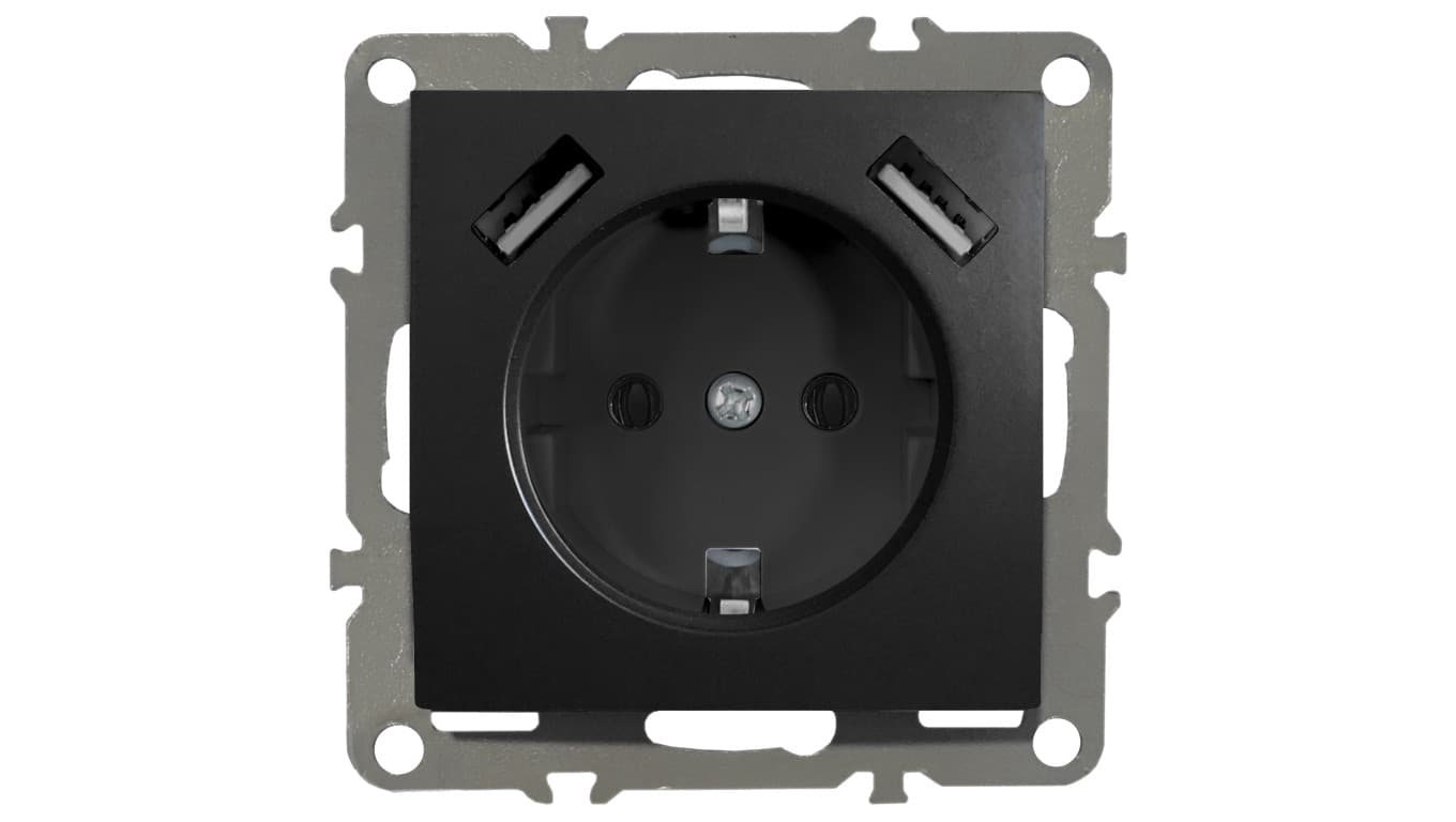 QUADRA GNIAZDO SCHUKO PODTYNKOWE 2X USB 230V 2.1A