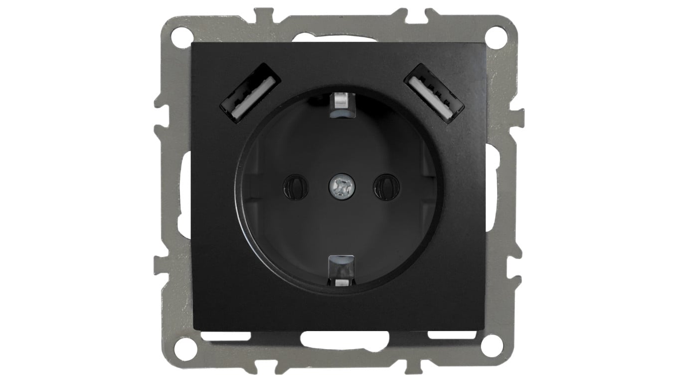 QUADRA GNIAZDO SCHUKO PODTYNKOWE 2X USB 230V 2.1A