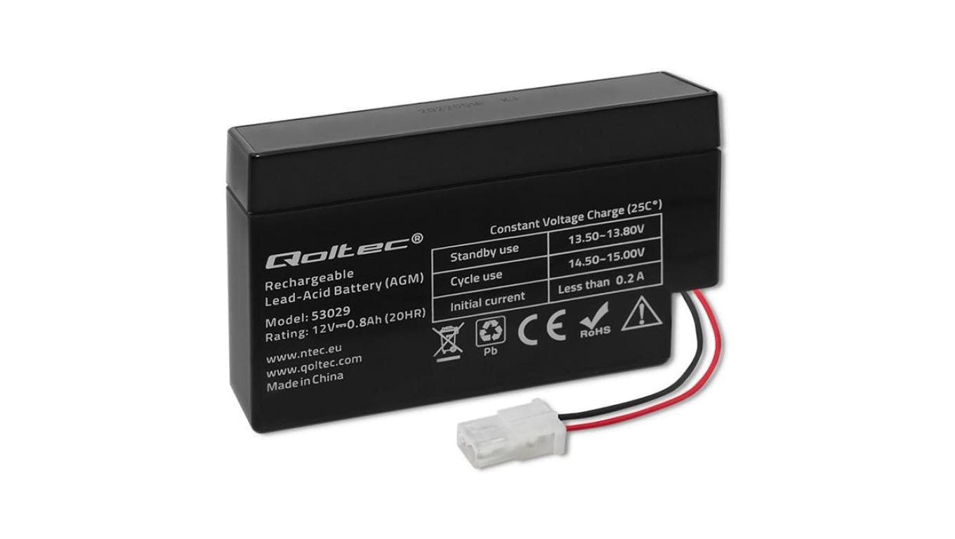 Qoltec Akumulator AGM 12V 0.8Ah Bezobsługowy Wydajny LongLife do zabawek, pojazdów