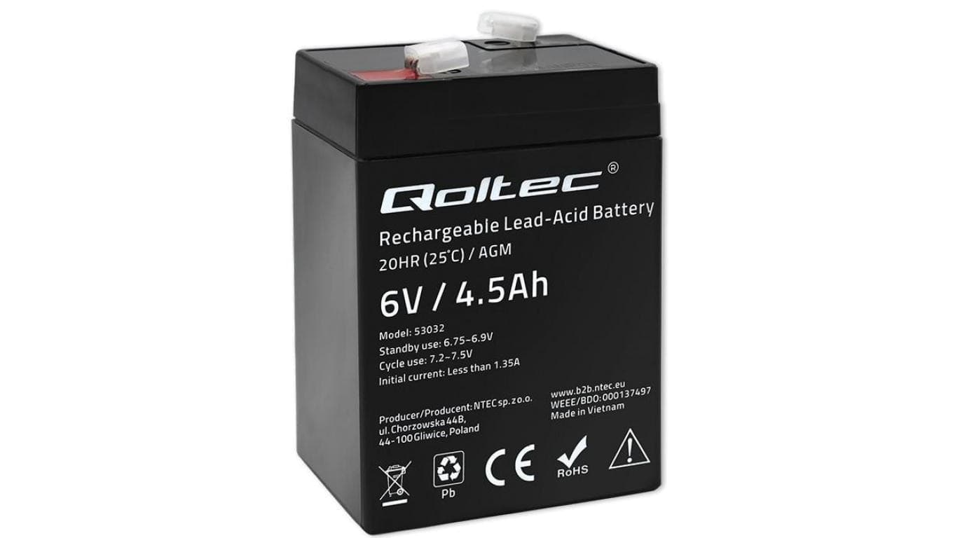 Qoltec Akumulator AGM 6V 4.5Ah Bezobsługowy Wydajny LongLife do UPS, wagi, kasy