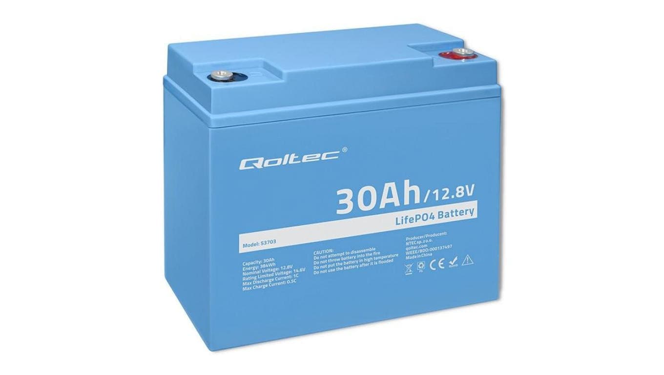 Qoltec Akumulator LiFePO4 Litowo-Żelazowo-Fosforanowy 12.8V 30Ah 384Wh BMS