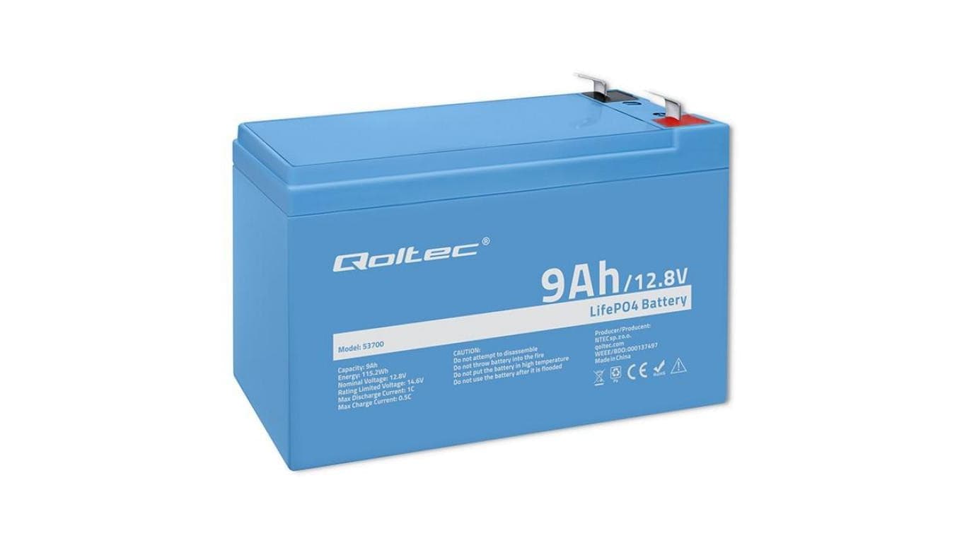 Qoltec Akumulator LiFePO4 Litowo-Żelazowo-Fosforanowy 12.8V 9Ah 115.2Wh BMS