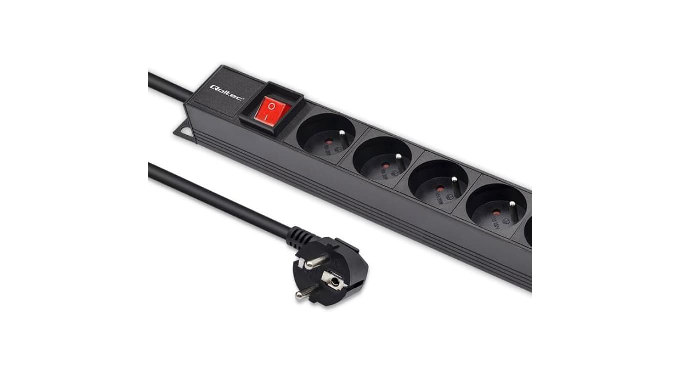 Qoltec Aluminiowa Listwa zasilająca PDU do RACK 16A 16 x FRENCH Pionowa 1.8m