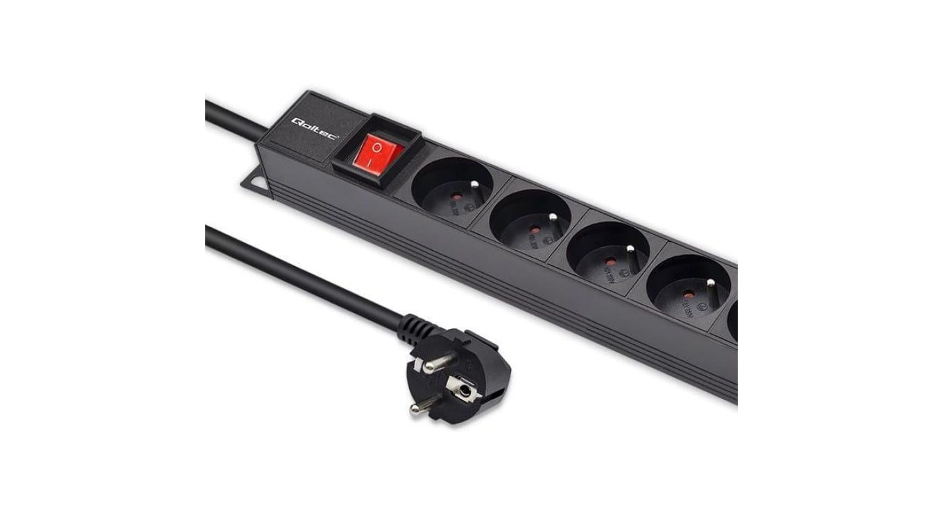 Qoltec Aluminiowa Listwa zasilająca PDU do RACK 16A 16 x FRENCH Pionowa 1.8m