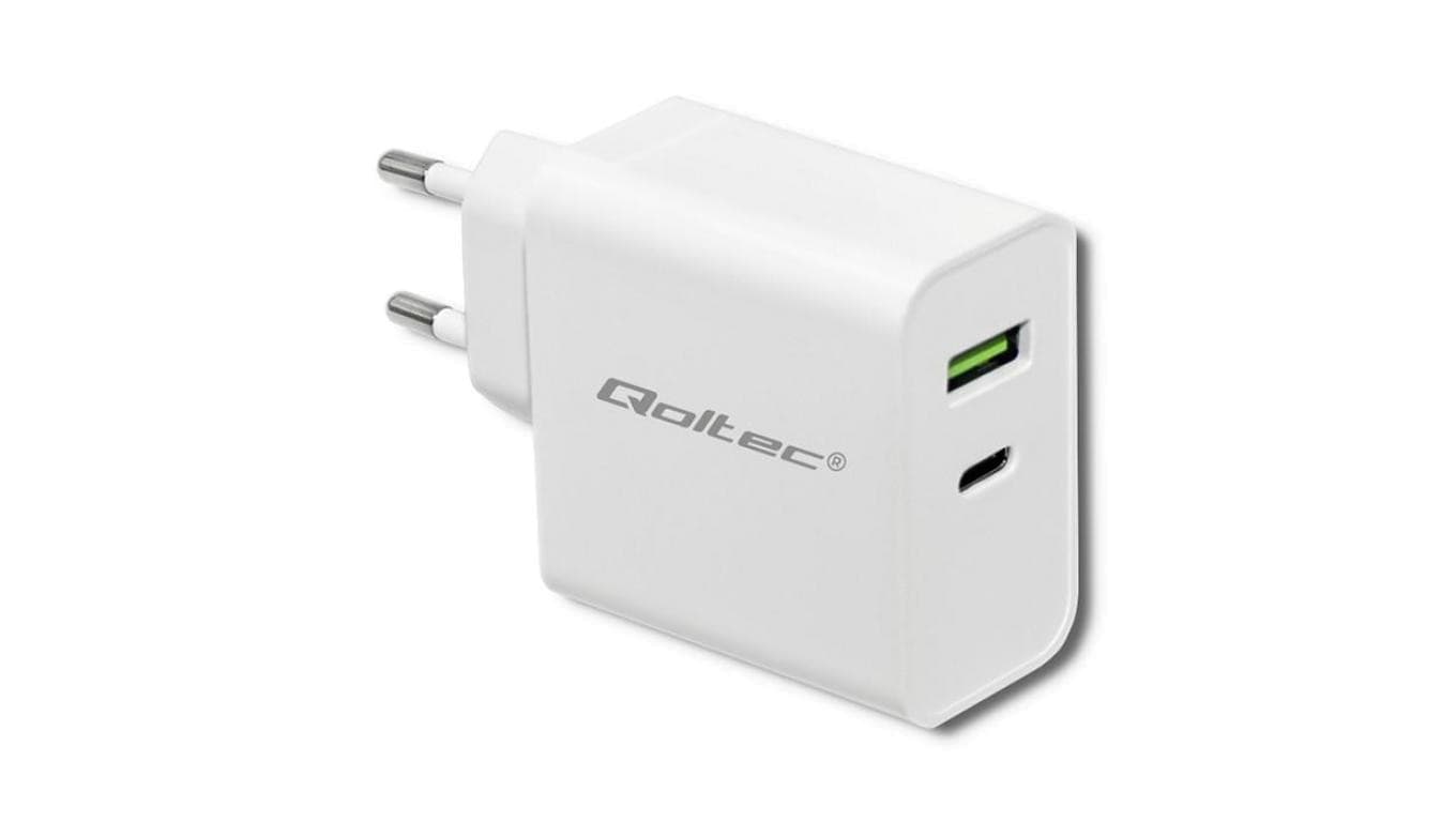 Qoltec Ładowarka sieciowa 45W 5-20V 2.4-3A USB typ C PD USB Biała