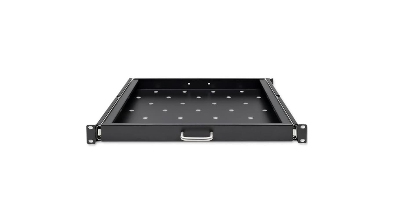 Qoltec Solidna stalowa Półka z uchwytem do szafy RACK 600*600 Wysuwana Czarna