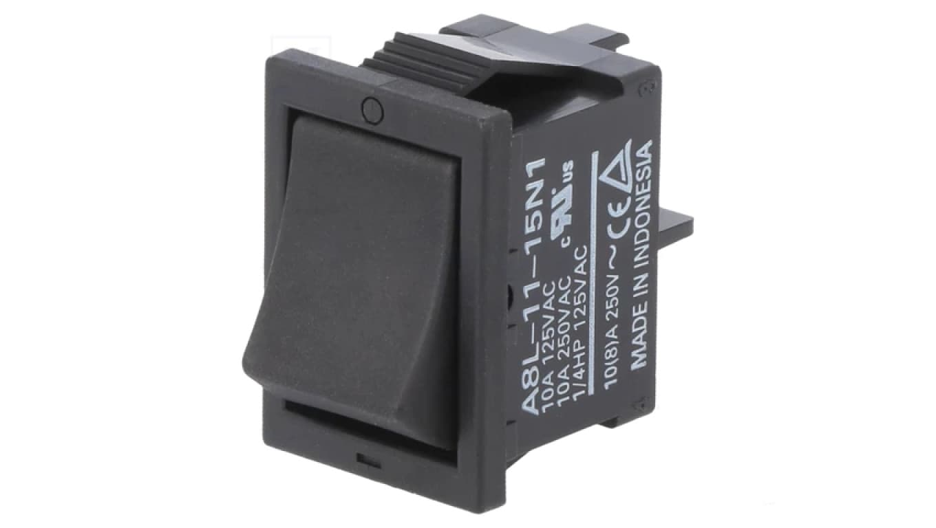 ROCKER SPST Poz 2 ON-OFF 10A/250VAC czarny brak -20÷55C A8L1115N1