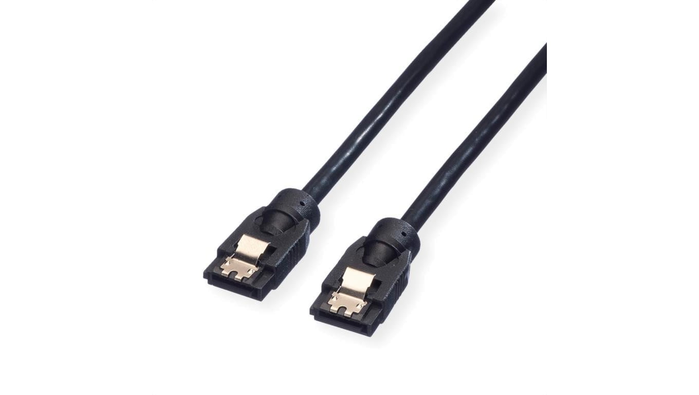 ROLINE Wewnętrzny kabel SATA 6.0 Gbit/s do dysków twardych z blokadą zatrzaskową, 0,5 m