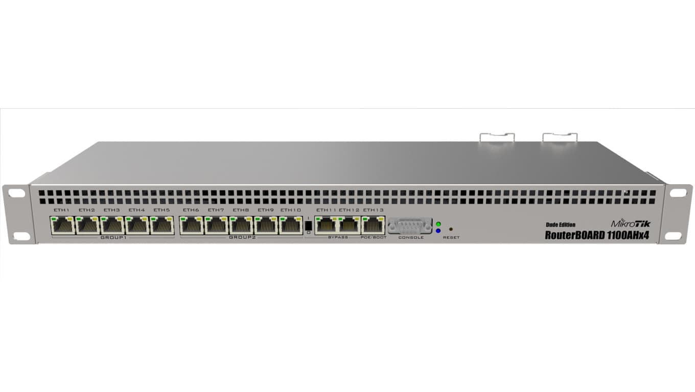 Router 13x RJ45 1000Mb/s, 1x microSD, 2x SATA, 2x M.2, 60GB dysk w zestawie MikroTik RB1100AHx4 Dude Edition