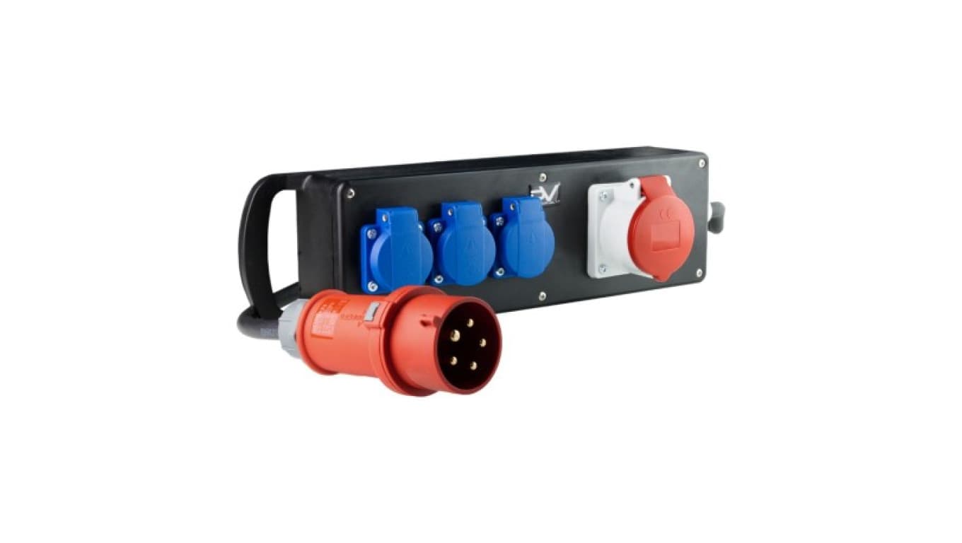 Rozdzielacz gumowy Listwa gumowa 1x16A 3x230V Wtyczka 16A 400V 2568
