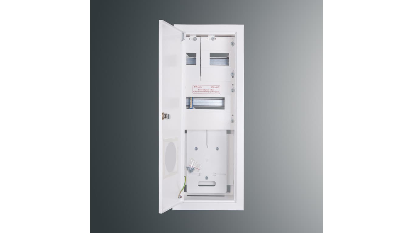 Rozdzielnica p/t licznikowa RW 23NN T1F + 14S 612x213x170 pełne drzwi z.p.9081 IP30 RAL9003