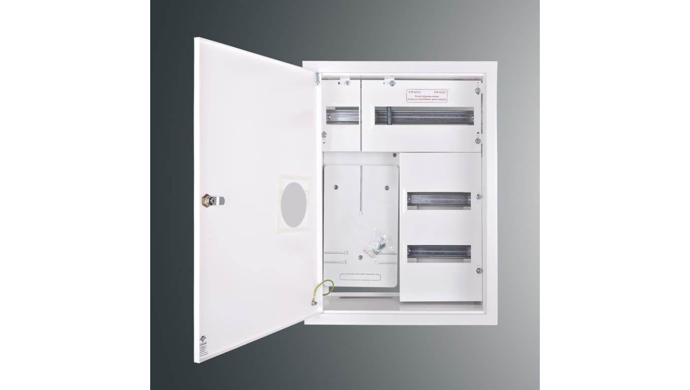 Rozdzielnica p/t licznikowa RW 4NN P T3F + 36S PŁYTKA 577x423x135 pełne drzwi z.p.9081 IP30 RAL9003
