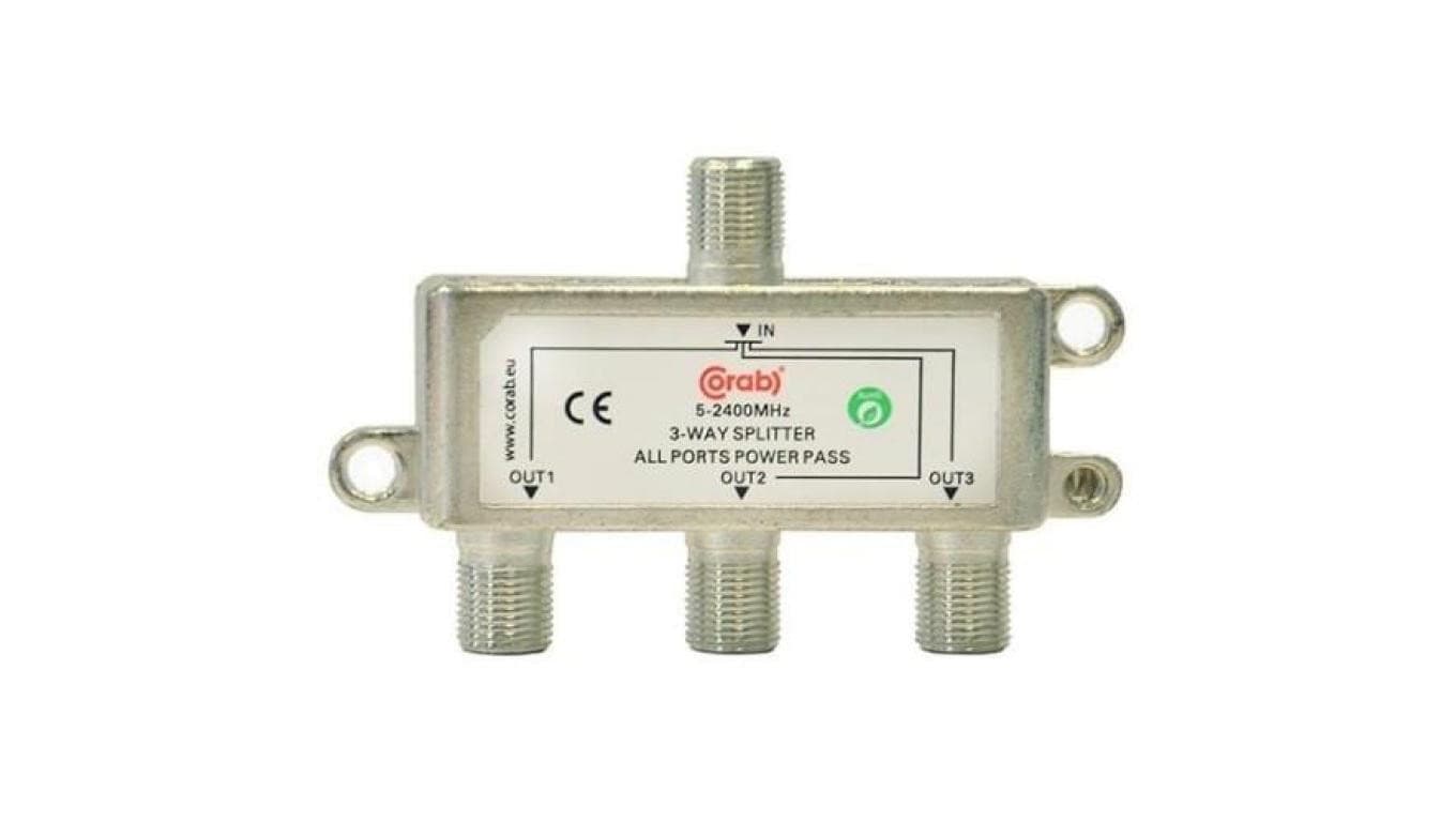 Rozgałęźnik sygnału splitter 5-2400Mhz 3 wyjścia power pass CORAB