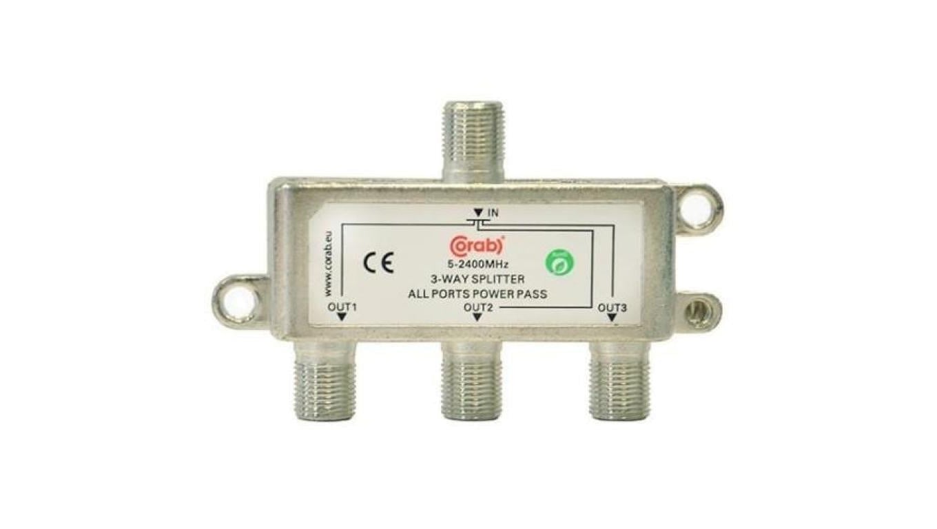 Rozgałęźnik sygnału splitter 5-2400Mhz 3 wyjścia power pass CORAB