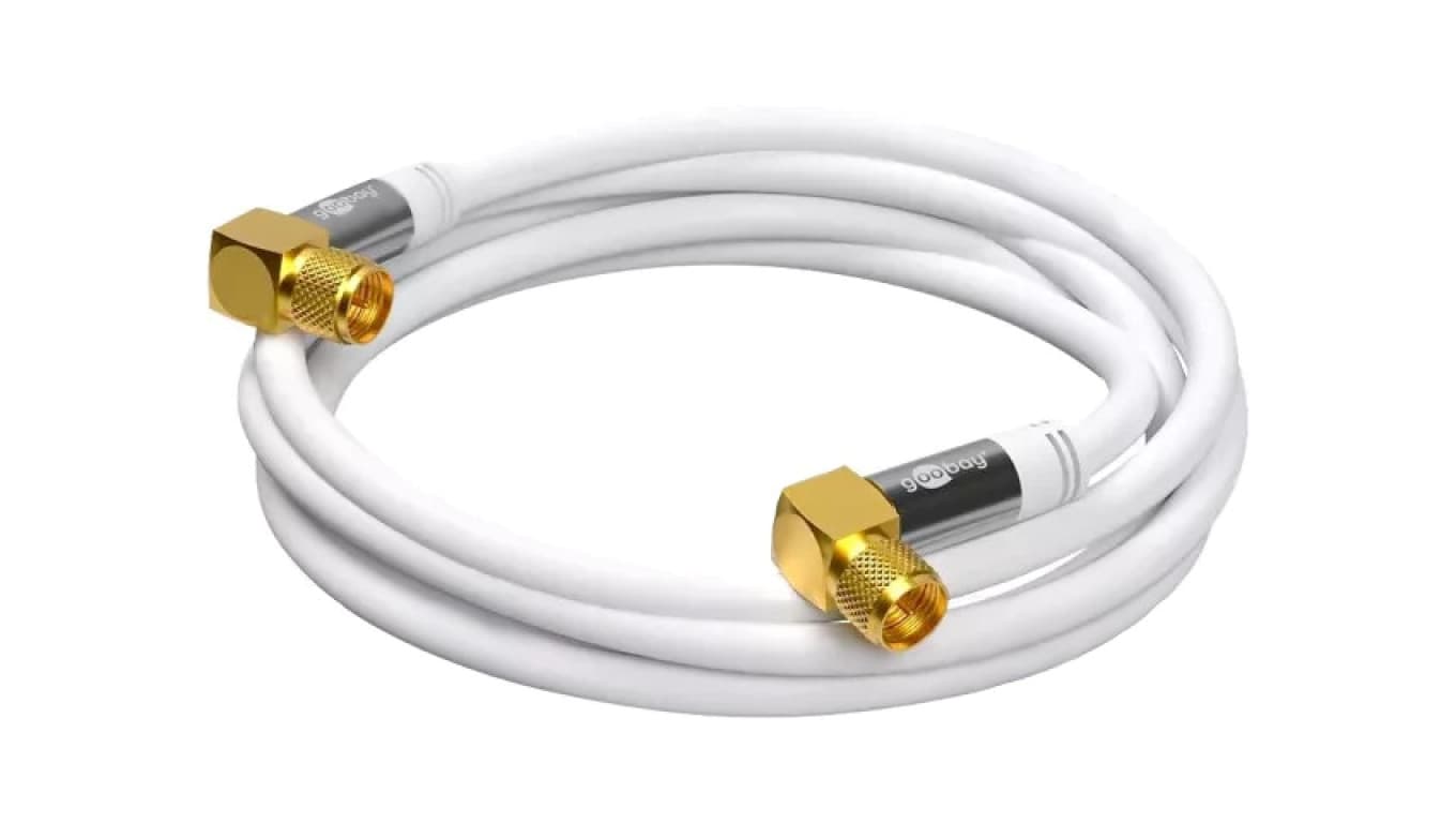 SAT-90-F/F-1000-WH Kabel 10m F wtyk kątowy, z obu stron PVC ekranowane złącza