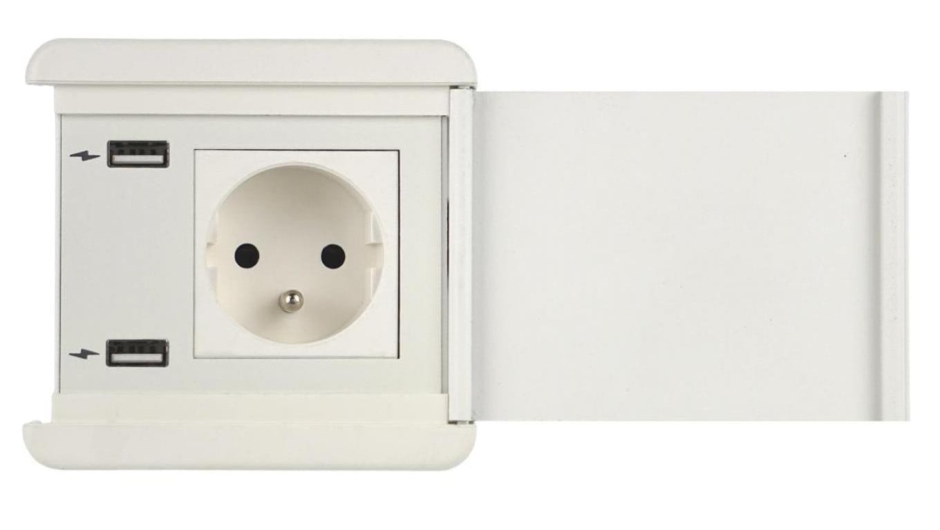 SOURCE COVER gniazdo W/W/W 1xUTE ład. USB A/A 12W przewód 2m z wtyczką czarny 8170