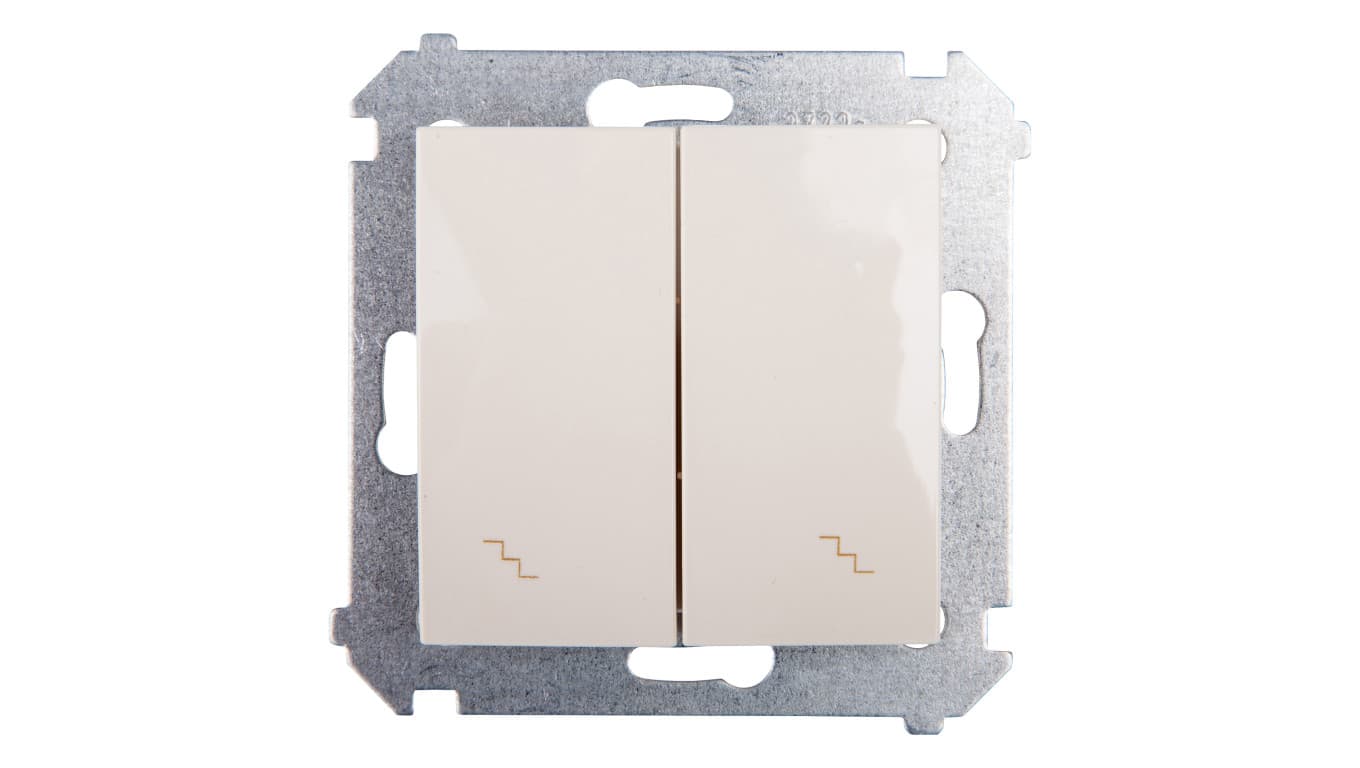Simon 54 Łącznik schodowy podwójny z podświetlniem kremowy DW6/2L.01/41