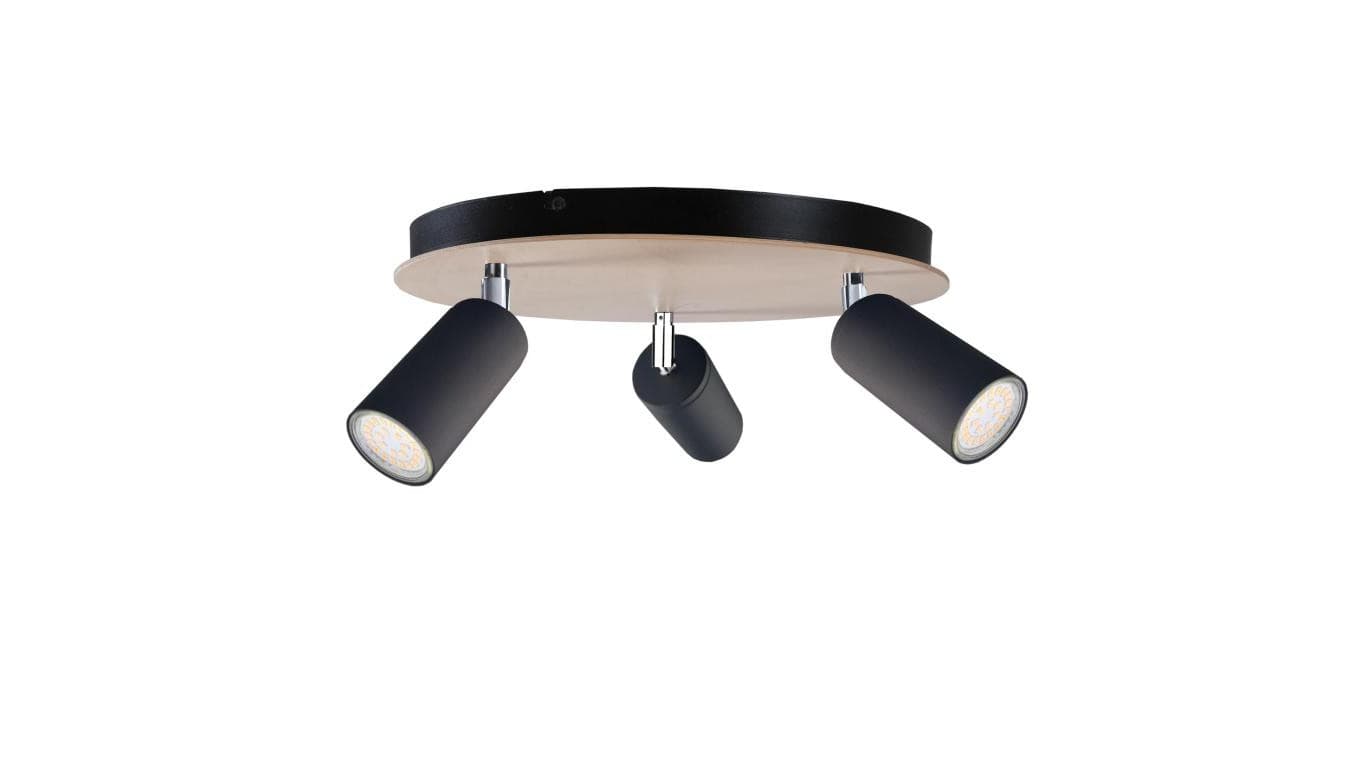 Spot nowoczesny 3x GU10 EYE BLACK WOOD