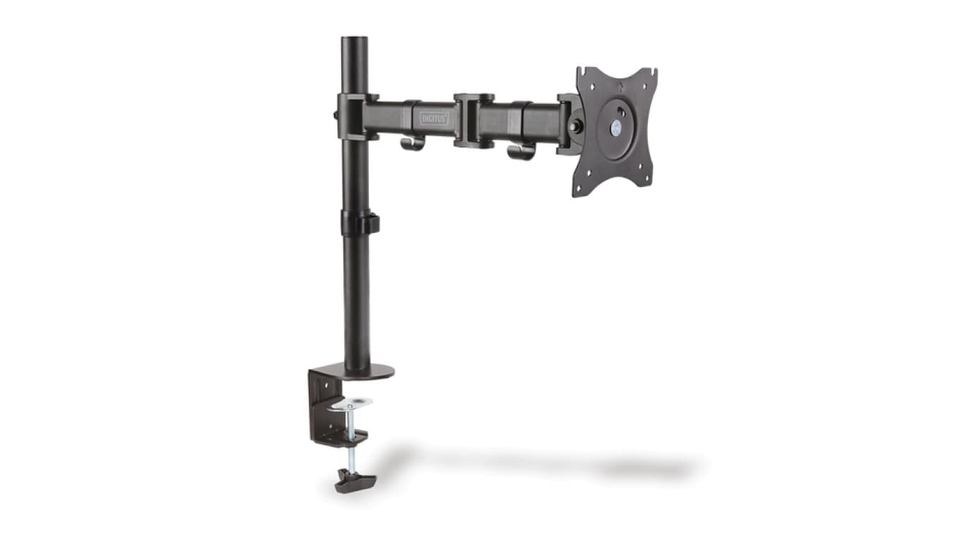 Stojak biurkowy pojedycz z zaciskiem 1xLCD max 27 cali max 8kg uchylno-obrotowy 360st(PIVOT) DA-90361