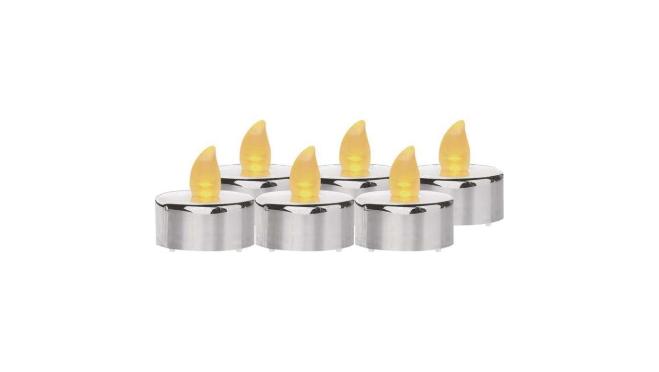 Świeczki tealight srebrne 6x CR2032, vintage, kpl. 6 szt DCCV12