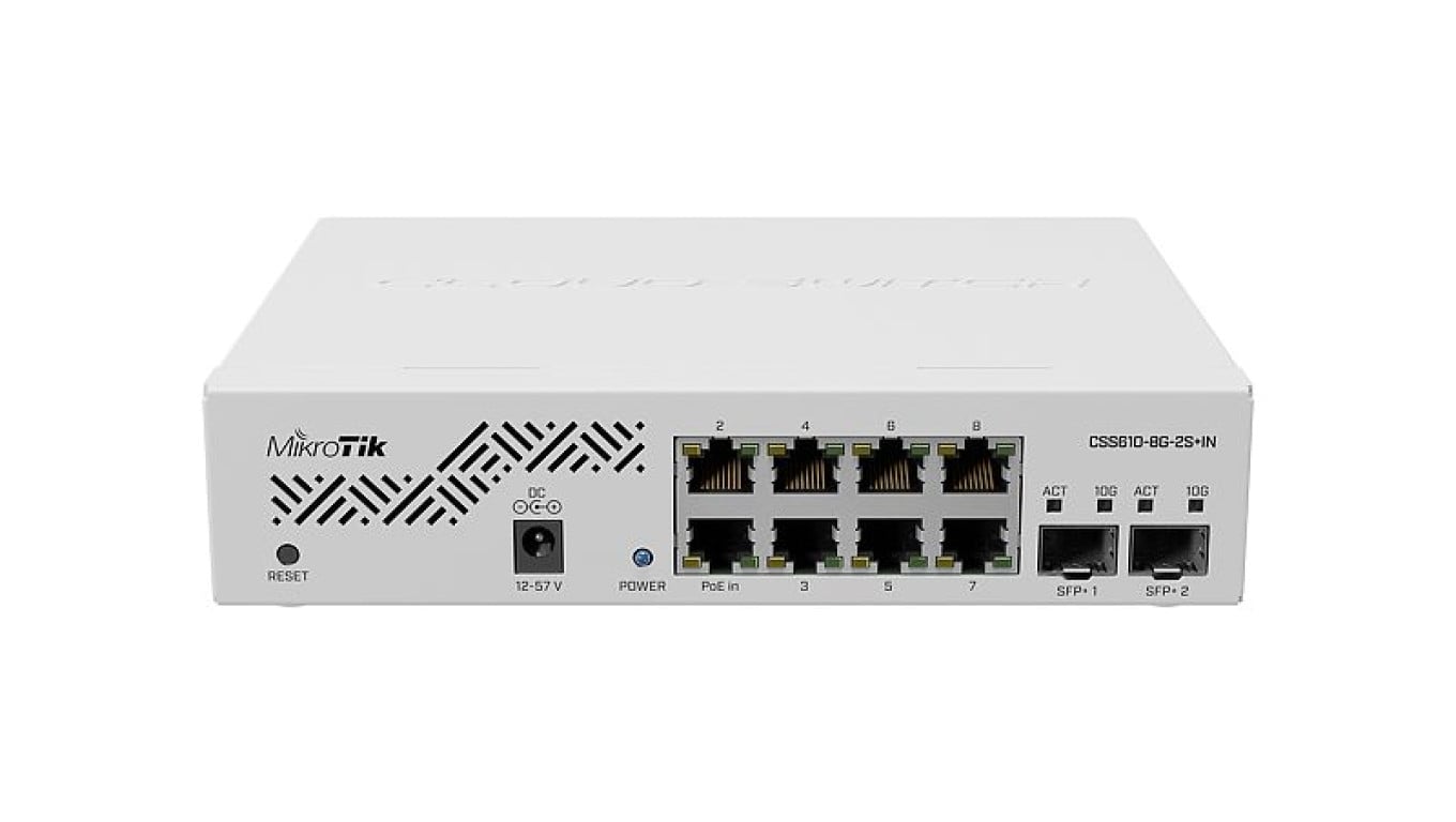 Switch 8x 1000Mb/s, 2x SFP+, VLAN MikroTik CSS610-8G-2S+IN