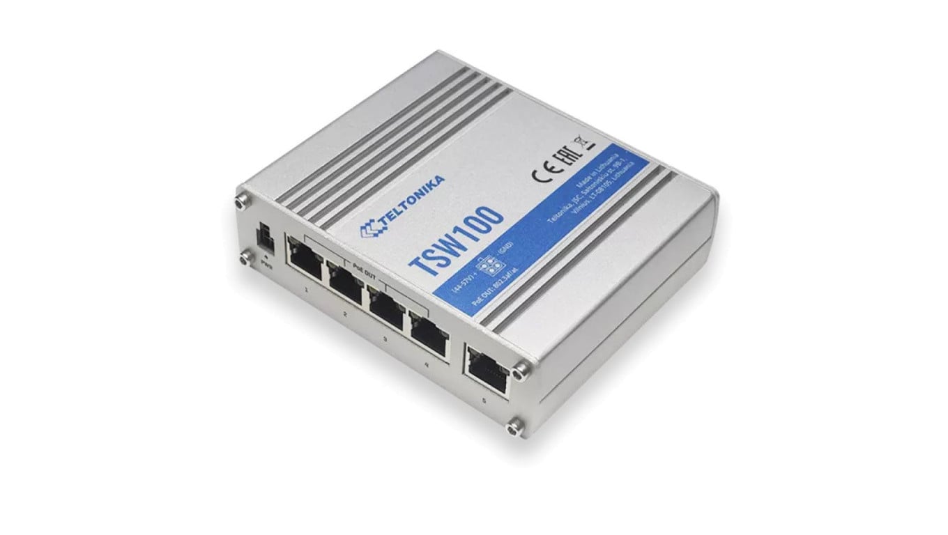 Switch PoE 5x RJ45 1000Mb/s, 4x PoE, 60W Teltonika TSW100