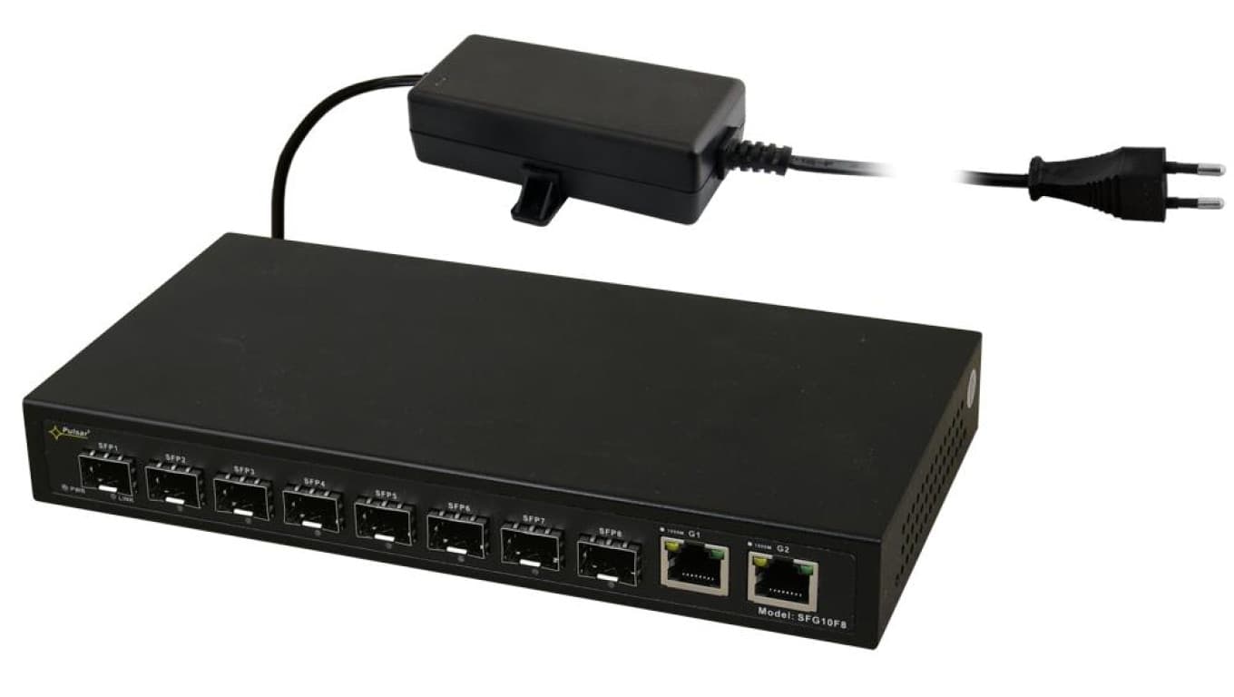 Switch optyczny PULSAR SFG10F8 (8xSFP, 2xRJ45)