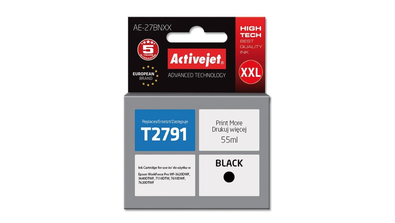 Tusz Activejet AE-27BNXX (zamiennik Epson 27XXL T2791 Supreme 55 ml czarny)