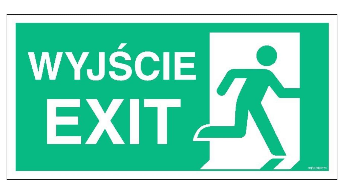 ZNAK - AC075 Wyjście / EXIT prawostronne 80 x 40 cm KS - Folia podłogowa foto.