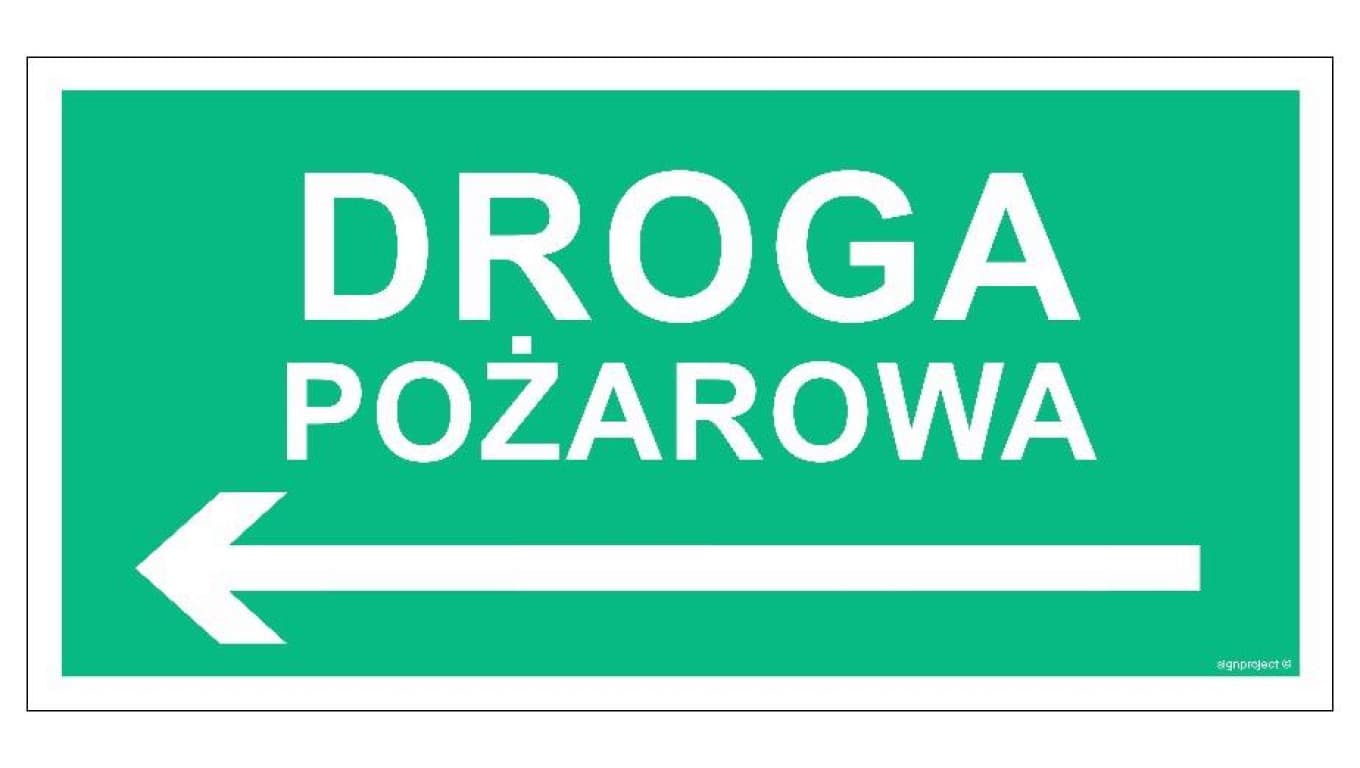 ZNAK - AC077 Droga pożarowa w lewo 100 x 50 cm PS - Płyta 1mm foto.