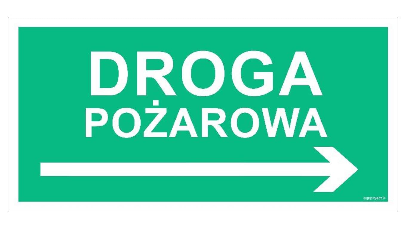 ZNAK - AC078 Droga pożarowa w prawo 20 x 10 cm TS - Płyta TD foto.