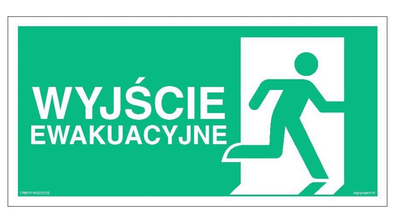 ZNAK - AC129 Wyjście ewakuacyjne w prawo 100 x 50 cm TS - Płyta TD foto.