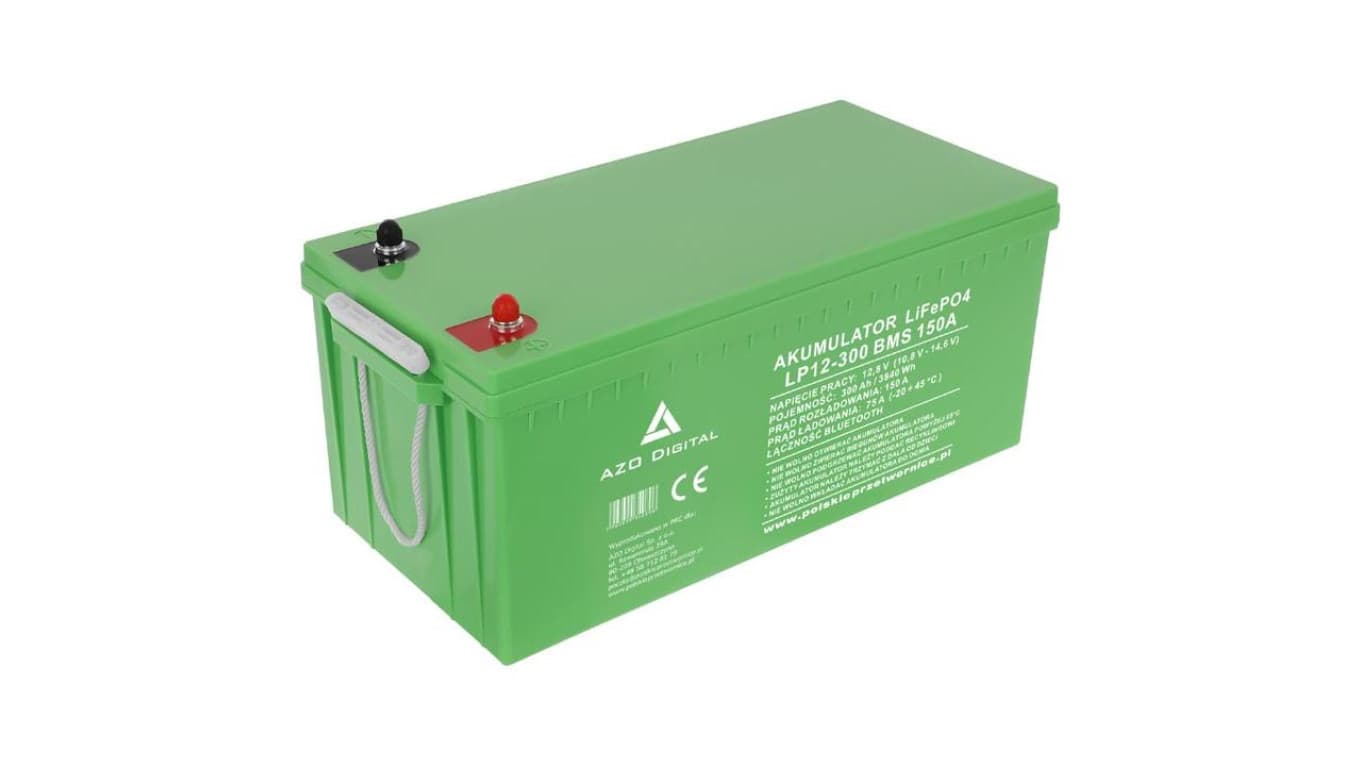 Akumulator LiFePO4 (litowo-żelazowo-fosforanowy) 12V 300Ah (150A) mata grzewcza + Bluetooth + BMS AZO