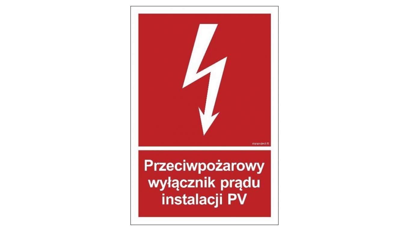 ZNAK - BC145 Przeciwpożarowy wyłącznik prądu instalacji PV 15 x 22,2 cm KS - Folia podłogowa foto.