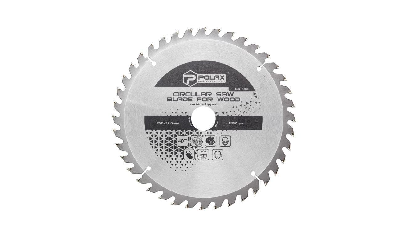 Brzeszczot Polax do drewna z końcówkami węglikowymi 250x32,0/30,0, 40T (54-148)