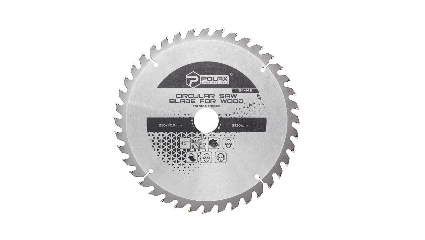 Brzeszczot Polax do drewna z końcówkami węglikowymi 250x32,0/30,0, 40T (54-148)