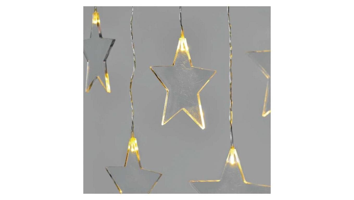 Dekoracje - 8 LED sople gwiazdki 45x84 cm ciepła biel, IP44, timer DCGW02