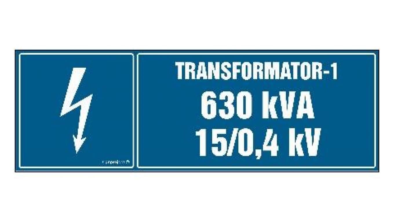 ZNAK - HI005 Transformator-1 630 kVA 15/0.4 kV 15 x 5 cm PN - Płyta 1mm