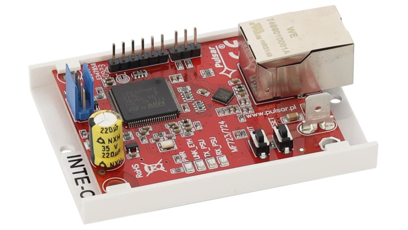 Interfejs Ethernet INTE-C przeznaczony do współpracy z zasilaczami serii EN54C-LCD oraz HPSG3-LCD