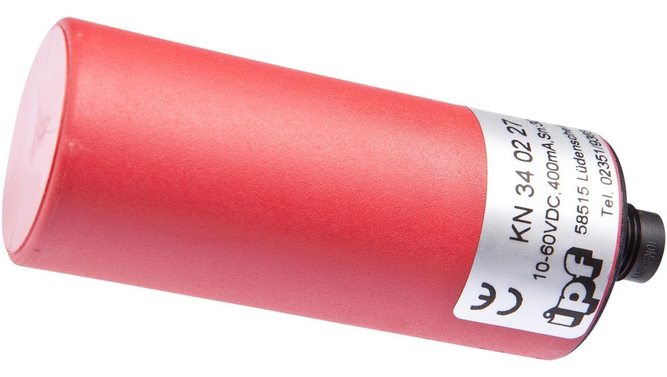 KN340227, czujnik pojemnościowy, Ø34mm 81long, Non-flush, Sn: 30 PNP NC, złącze M12, IP67, PBT, LED